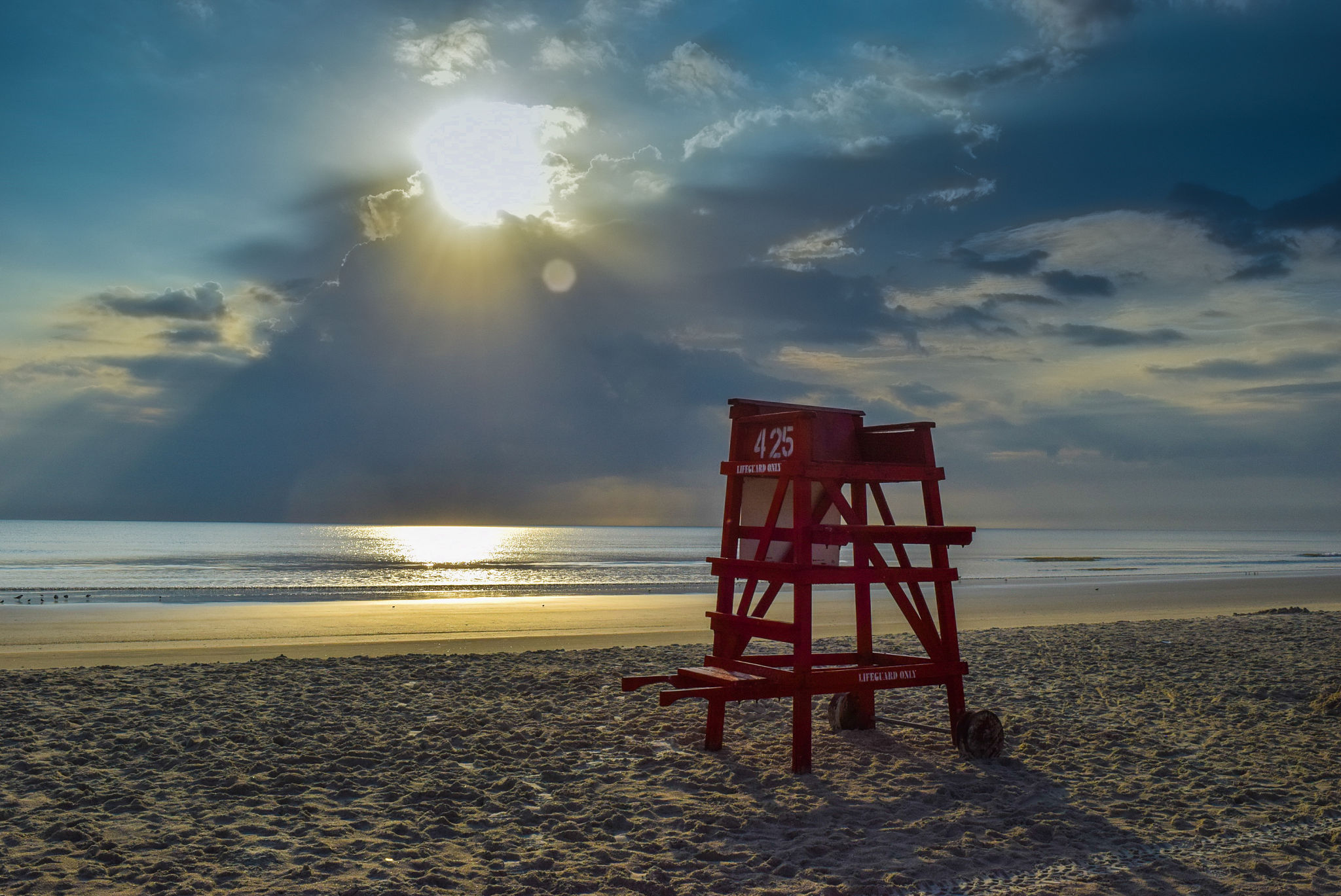 Lifeguard Chair at Sunrise on Beach Lifeguard Chair at Sunrise on Beach