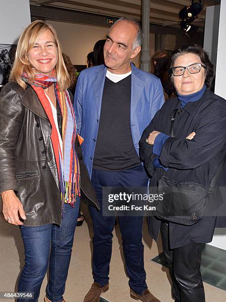 Magda Herrera, Paul Rambali and Francoise Huguier attend the World Press 2015 Exhibition Preview at Galerie Azzedine Alaia on September 3, 2015 in...