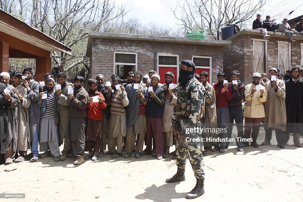 Voting For Lok Sabha Polls In Kashmir