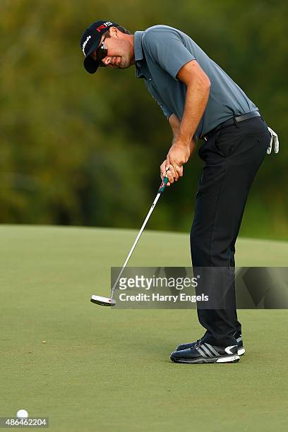 Jake Roos of South Africa putts on the fifth hole on day two of the M2M Russian Open at Skolkovo Golf Club on September 4, 2015 in Moscow, Russia.
