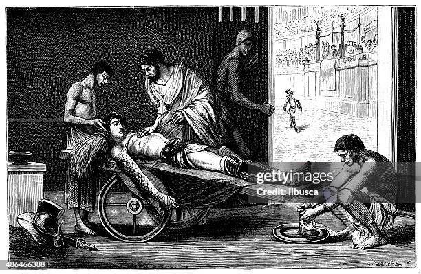 ilustrações de stock, clip art, desenhos animados e ícones de ilustração de gladiador ferido antigo - gladiador papel humano