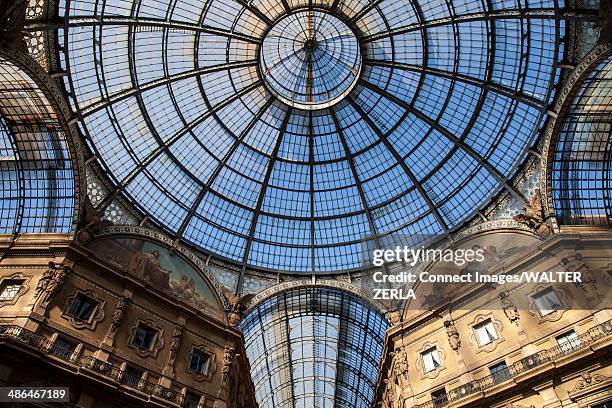 view in the centre of the galleria, milan, italy - historic building stock pictures, royalty-free photos & images
