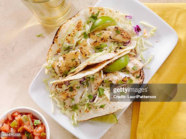 fish tacos - home made tacos stock pictures, royalty-free photos & images