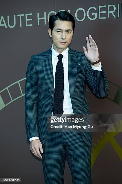 South Korean actor Jung Woo-Sung attends the photo call for 2015 Cartier Fine Watchmaking Collection Event at Shilla Hotel on September 4, 2015 in...