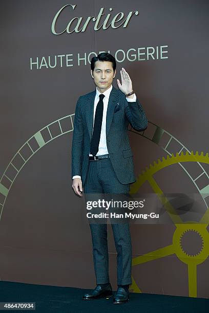 South Korean actor Jung Woo-Sung attends the photo call for 2015 Cartier Fine Watchmaking Collection Event at Shilla Hotel on September 4, 2015 in...