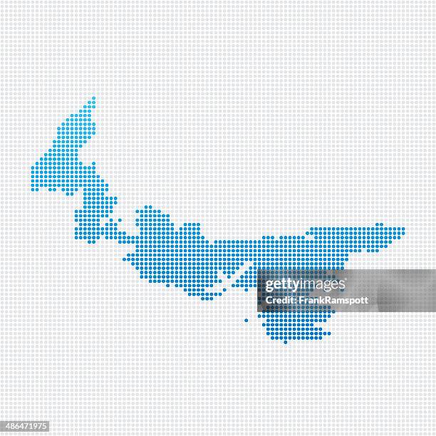 prince edward island map blue dot pattern - canada map dots stock illustrations