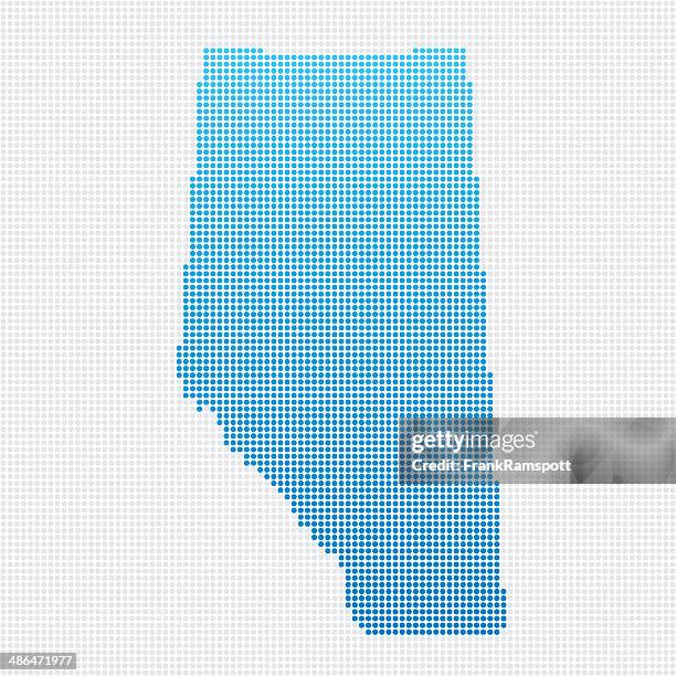 stockillustraties, clipart, cartoons en iconen met alberta map blue dot pattern - alberta