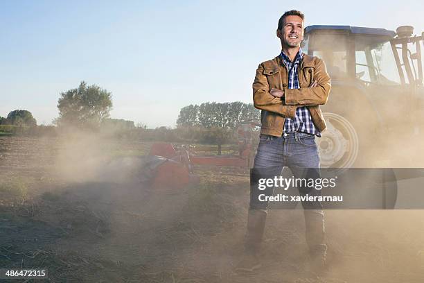 proud farmer - ploughed field stock pictures, royalty-free photos & images
