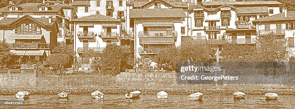 Italian Villas and Boats on Lake Como, Italy