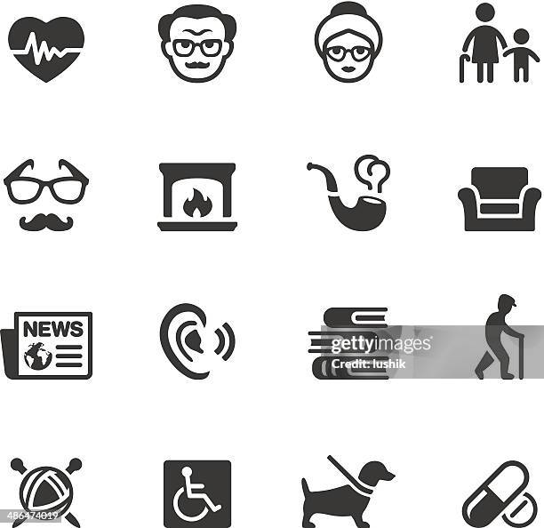 soulico - senior adult icons - mustache isolated stock illustrations