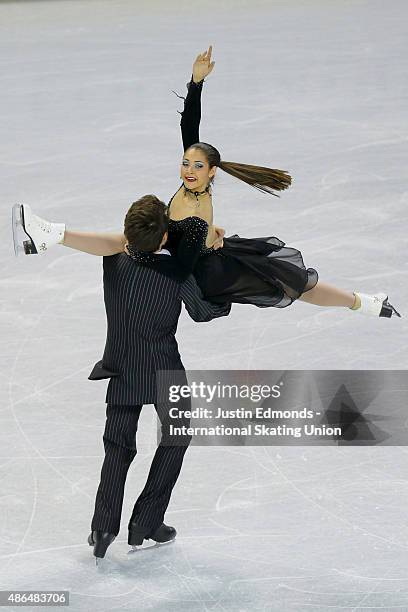 Payten Howland and Simon-Pierre Malette-Paque of Canada skate during the junior dance short program at World Arena on September 4, 2015 in Colorado...