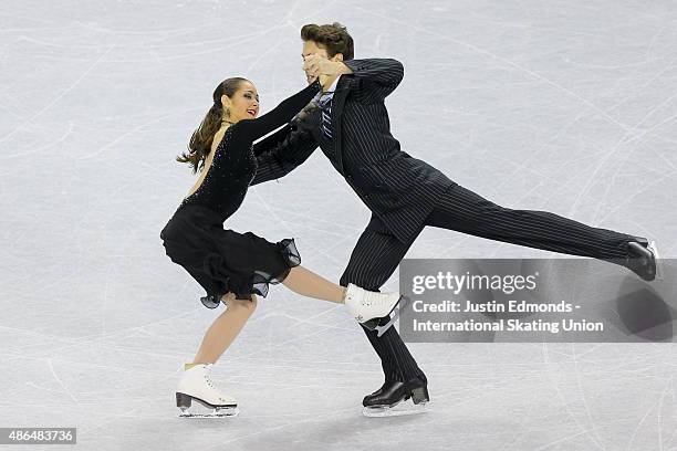 Payten Howland and Simon-Pierre Malette-Paque of Canada skate during the junior dance short program at World Arena on September 4, 2015 in Colorado...