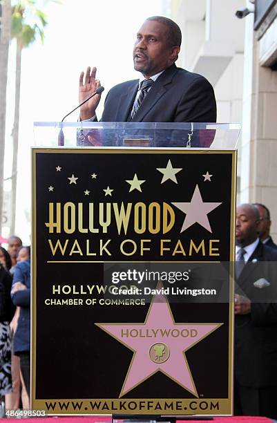 Host Tavis Smiley attends Tavis Smiley being honored with a Star on the Hollywood Walk of Fame on April 24, 2014 in Hollywood, California.