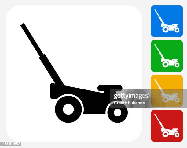 lawn mower icon flat graphic design - car jack white background stock illustrations