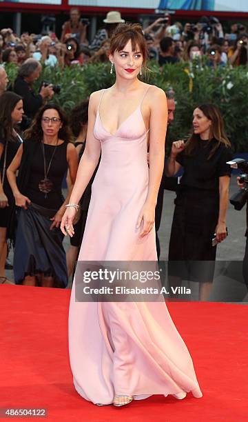 Dakota Johnson attends a premiere for 'Black Mass' during the 72nd Venice Film Festival on September 4, 2015 in Venice, Italy.