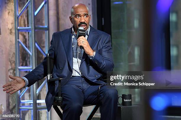 Comedian and TV Personality Steve Harvey speaks at AOL BUILD Speaker Series: Steve Harvey at AOL Studios In New York on September 4, 2015 in New York...