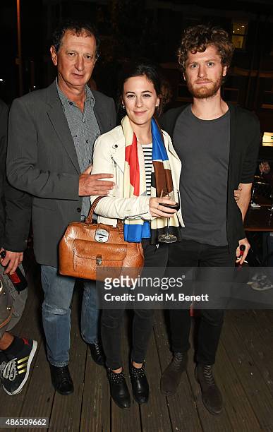 David Lan, Artistic Director of The Young Vic, Phoebe Fox and Kyle Soller attend the after party following the press night of "Song From Far Away" at...