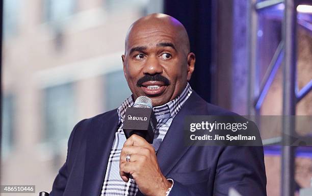 Personality/comedian Steve Harvey attends the AOL BUILD Speaker Series: Steve Harvey at AOL Studios In New York on September 4, 2015 in New York City.