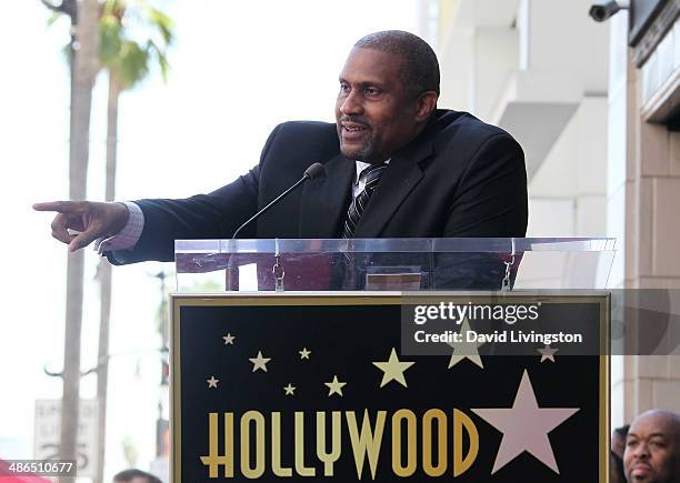 Host Tavis Smiley attends Tavis Smiley being honored with a Star on the Hollywood Walk of Fame on April 24, 2014 in Hollywood, California.