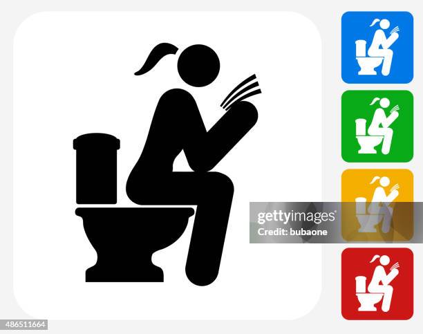 sitzt auf einer toilette-symbol flache grafik design - bad news stock-grafiken, -clipart, -cartoons und -symbole