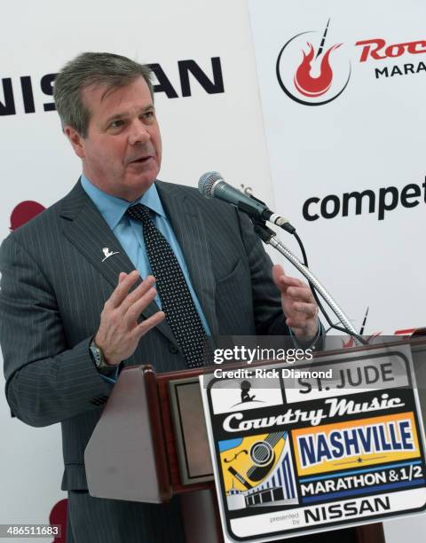 Nashville Mayor Karl Dean addresses the press at the St. Jude Country Music Marathon & Half Marathon Presented By Nissan - Press Conference at Music...