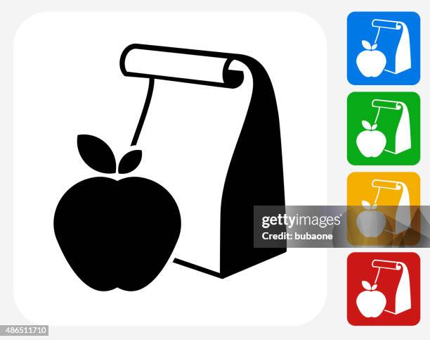 school lunch icon flat graphic design - packed lunch stock illustrations
