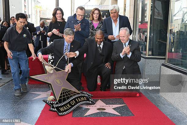 Walk of Fame assistant, music executive Maureen Schultz, Hollywood Chamber of Commerce president & CEO Leron Gubler, TV host Larry King, Hollywood...