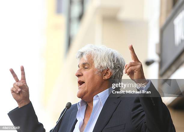 Jay Leno attends the ceremony honoring Tavis Smiley with a Star on The Hollywood Walk of Fame on April 24, 2014 in Hollywood, California.