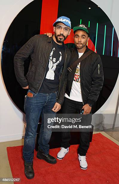 Alex Lanipekun and Anthony Welsh attend the Beats by Dr. Dre Drenched in Colour nail event on April 24, 2014 in London, England.