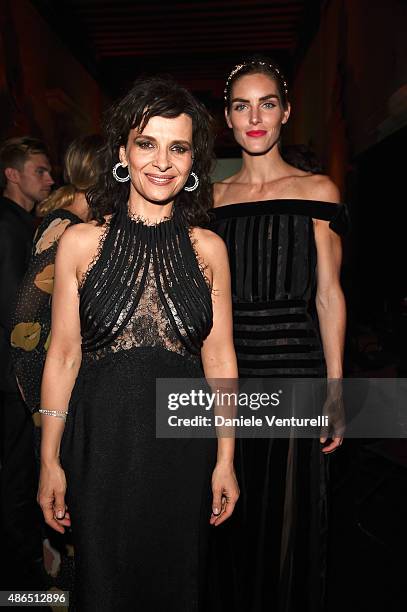 Juliette Binoche and Hilary Rhoda attend the Chopard Imperiale Private Dinner during the 72nd Venice Film Festival at on September 4, 2015 in Venice,...