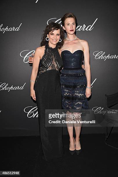 Juliette Binoche and Elettra Rossellini attend the Chopard Imperiale Private Dinner during the 72nd Venice Film Festival at on September 4, 2015 in...