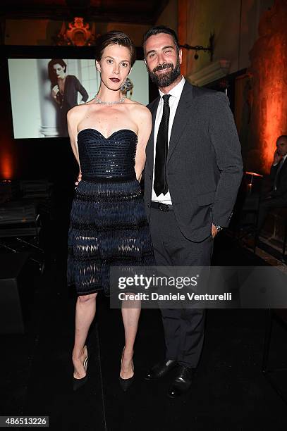 Elettra Rossellini and Luca Calvani attend the Chopard Imperiale Private Dinner during the 72nd Venice Film Festival at on September 4, 2015 in...