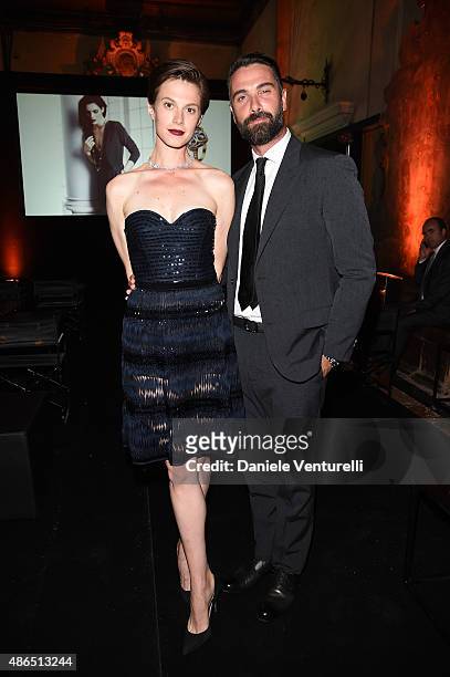 Elettra Rossellini and Luca Calvani attend the Chopard Imperiale Private Dinner during the 72nd Venice Film Festival at on September 4, 2015 in...