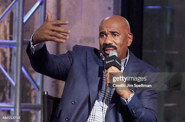 Personality/comedian Steve Harvey attends the AOL BUILD Speaker Series: Steve Harvey at AOL Studios In New York on September 4, 2015 in New York City.