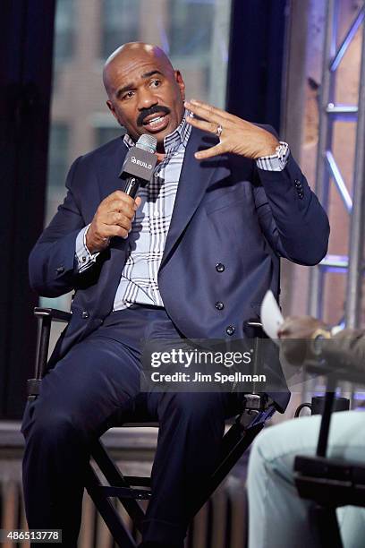 Personality/comedian Steve Harvey attends the AOL BUILD Speaker Series: Steve Harvey at AOL Studios In New York on September 4, 2015 in New York City.