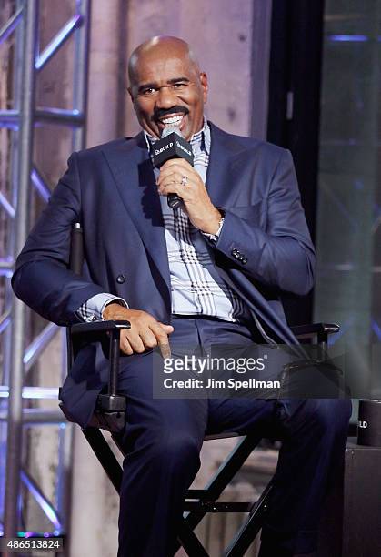 Personality Steve Harvey attends the AOL BUILD Speaker Series: Steve Harvey at AOL Studios In New York on September 4, 2015 in New York City.