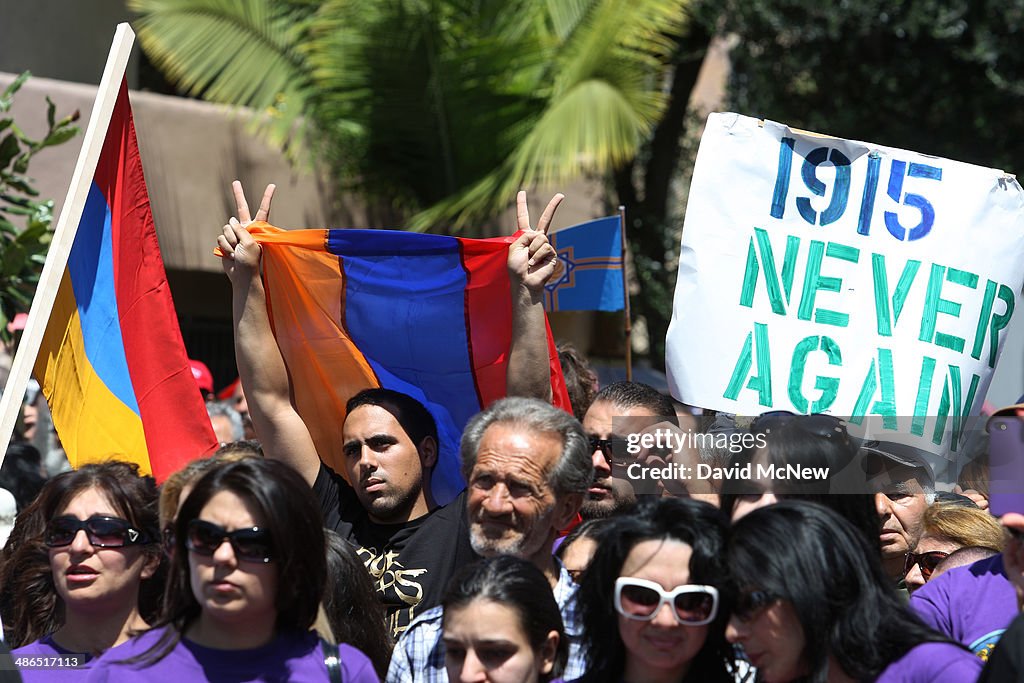 Protestors Rally In Los Angeles On 99th Anniversary Of Armenian Genocide