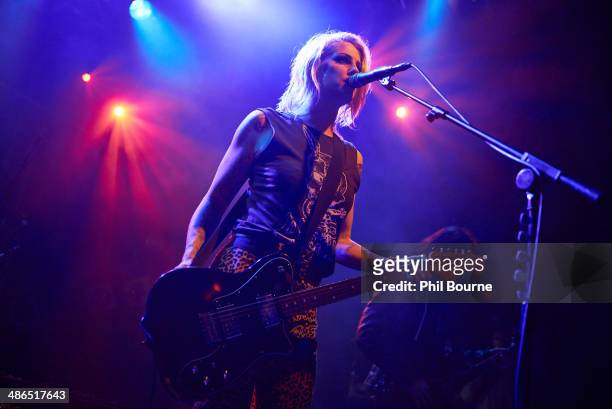 Brody Dalle performs on stage at Electric Ballroom on April 24, 2014 in London, United Kingdom.