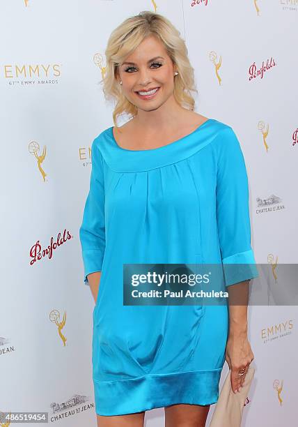 Actress Jessica Collins attends the Television Academy's cocktail reception to celebrate the 67th Emmy Awards at The Montage Beverly Hills on August...