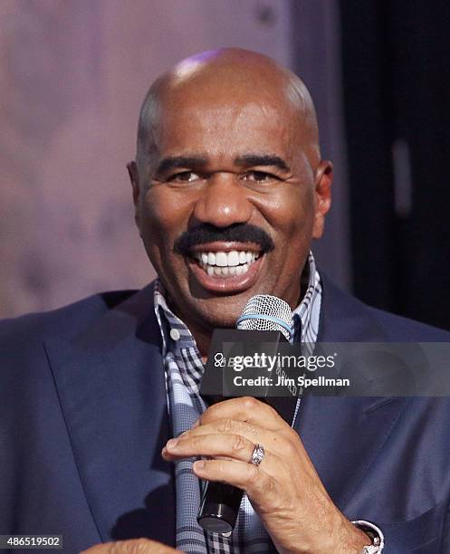 Personality Steve Harvey attends the AOL BUILD Speaker Series: Steve Harvey at AOL Studios In New York on September 4, 2015 in New York City.