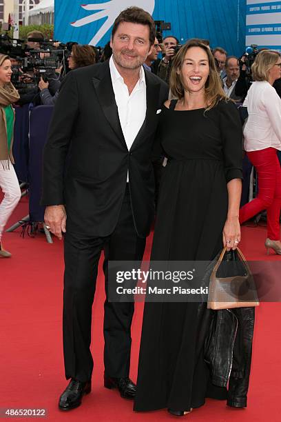 Actors Philippe Lellouche and wife Vanessa Demouy attend the 41st Deauville American Film Festival Opening Ceremony on September 4, 2015 in...