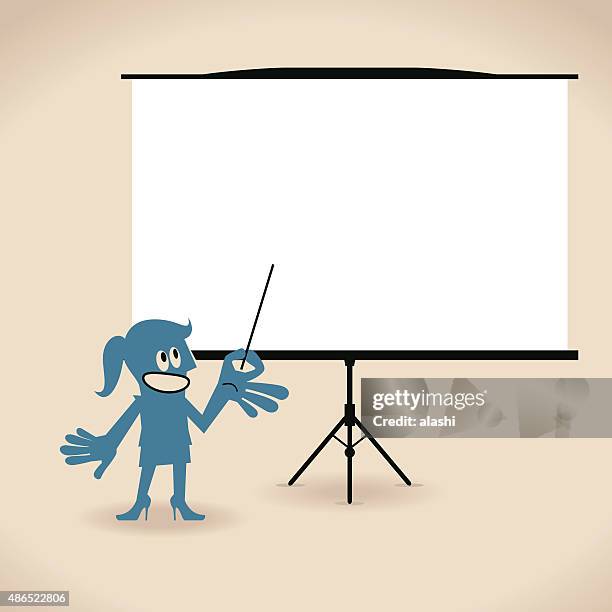 businesswoman giving a presentation in a conference/meeting setting - asking mom stock illustrations