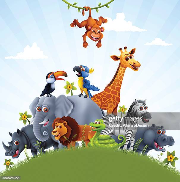 ilustraciones, imágenes clip art, dibujos animados e iconos de stock de los animales africano - animales de safari