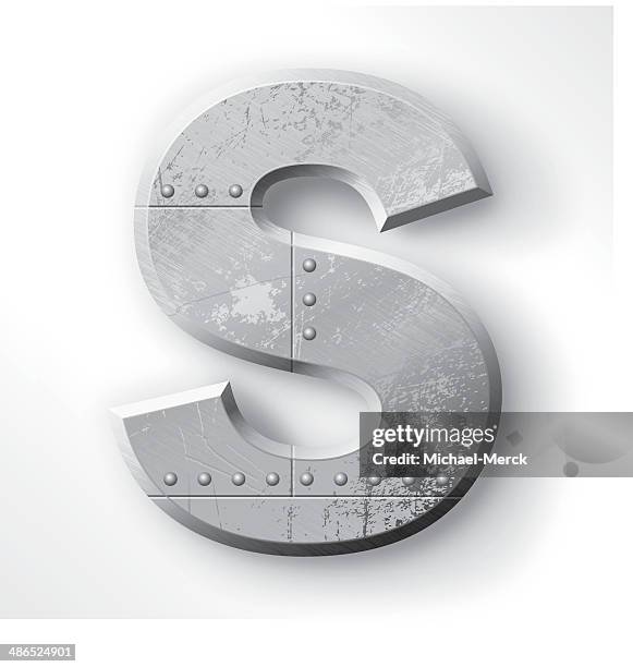 metal letter s - 3d alphabet stock illustrations