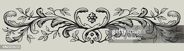 zwischenwand mit blumenmuster - flourishes stock-grafiken, -clipart, -cartoons und -symbole