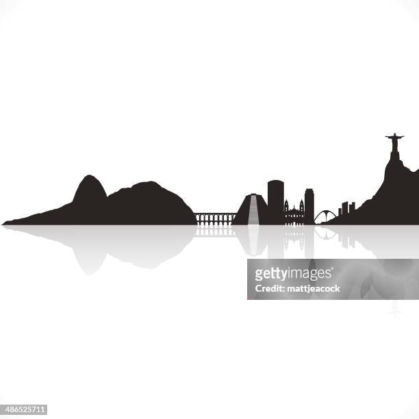 illustrazioni stock, clip art, cartoni animati e icone di tendenza di skyline di rio de janeiro - monte pan di zucchero