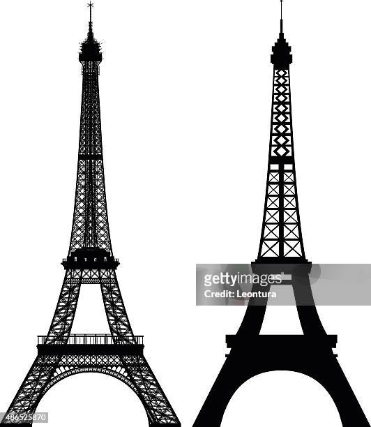 eiffel towers - eiffel tower white background stock illustrations