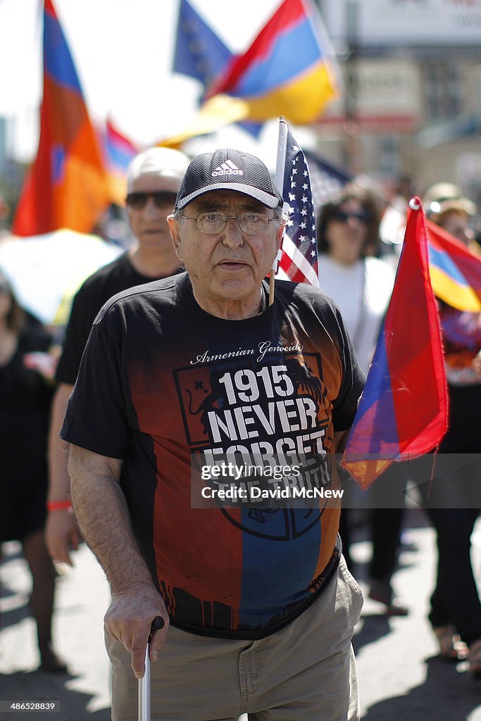 Protestors Rally In Los Angeles On 99th Anniversary Of Armenian Genocide