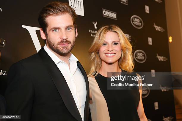 Tomaso Trussardi and Michelle Hunziker attend the Vienna Awards 2014 at MAK - Museum fuer angewandte Kunst on April 24, 2014 in Vienna, Austria.