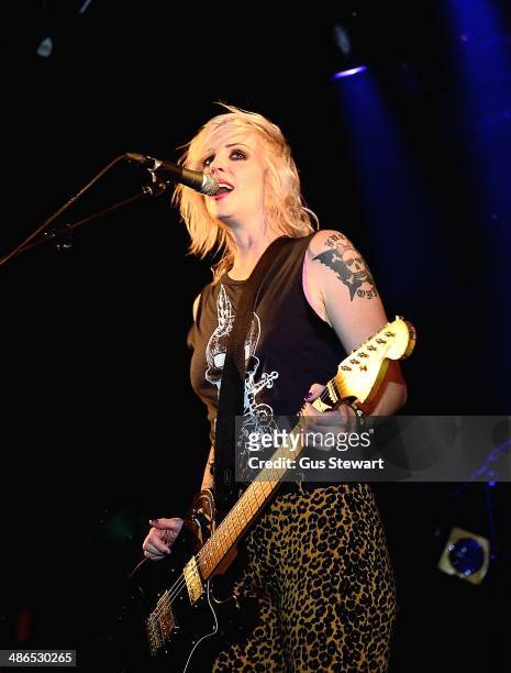 Brody Dalle performs on stage at Electric Ballroom on April 24, 2014 in London, England.